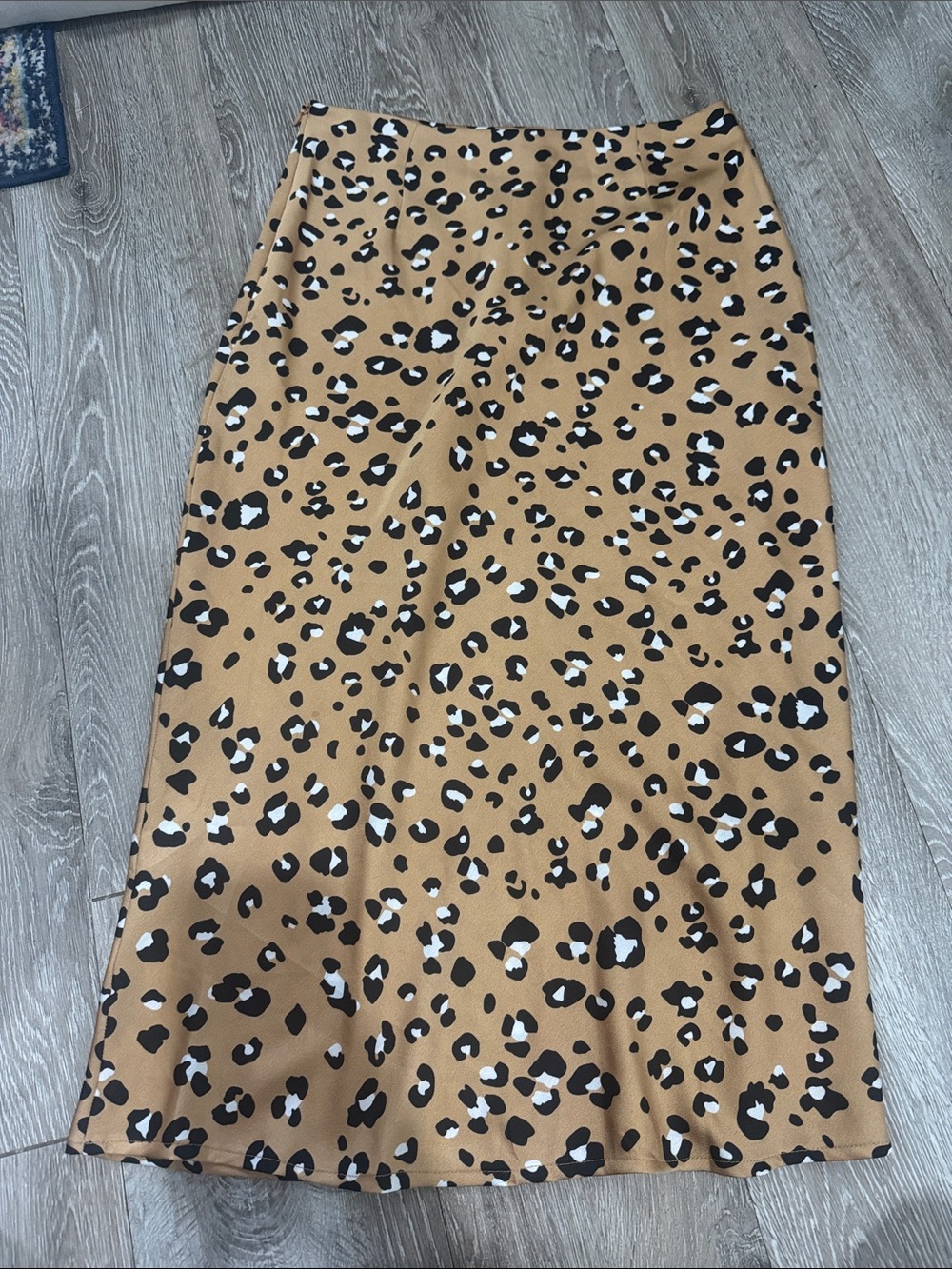 Nasty Gal Tan Leopard Print Midi Skirt with Black & White Spots